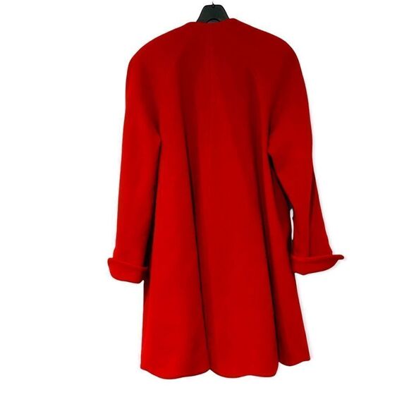 Vintage Neiman Marcus Red Pure Wool Scallop Hem Cape Coat Size 4 - Picture 4 of 12